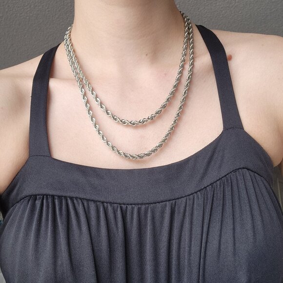 Vintage 18 inch silver rope chain necklace ✦ nice quality & non-tarnishing - Picture 9 of 10